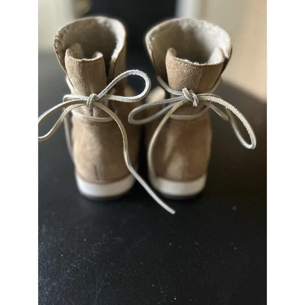 Women's Merrell Juno Bluff Polar Boots Faux Sherpa Lining Size 7 Tan Suede